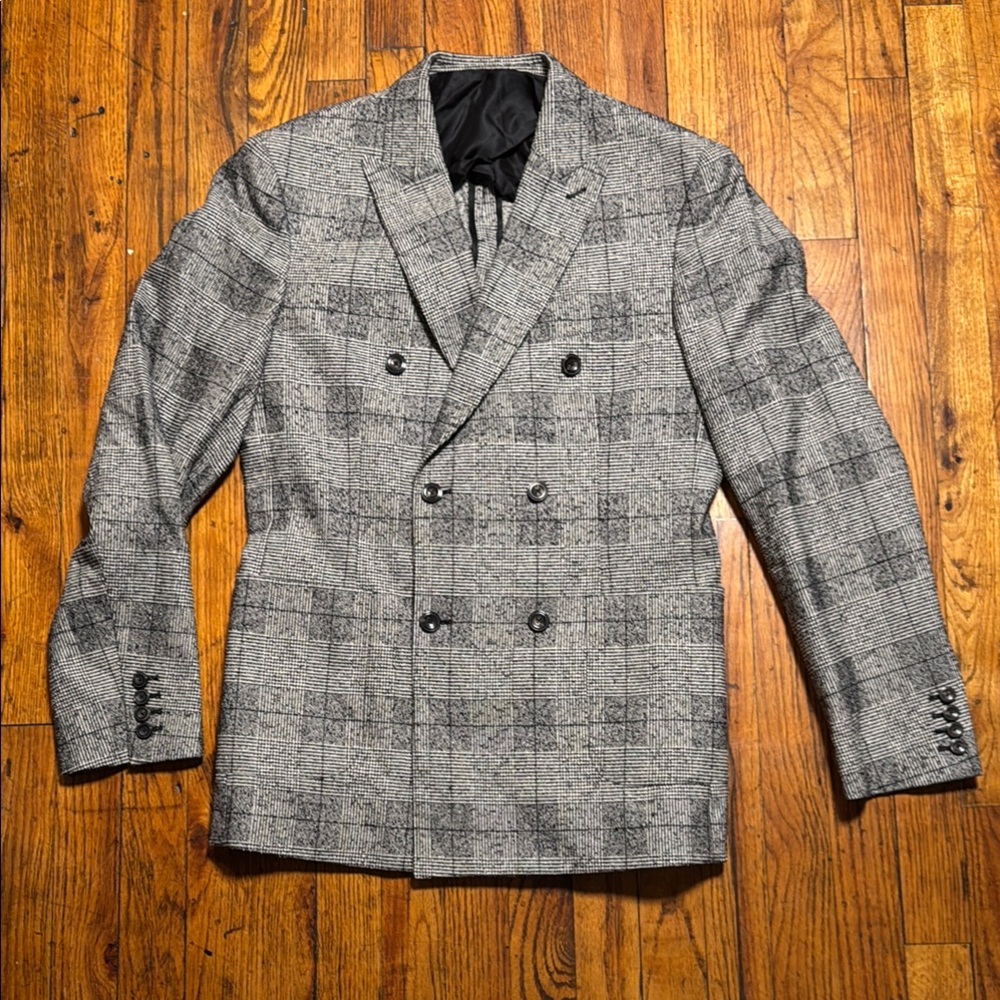 Reiss Gray and Black Sport Coat with Classic Glen Plaid